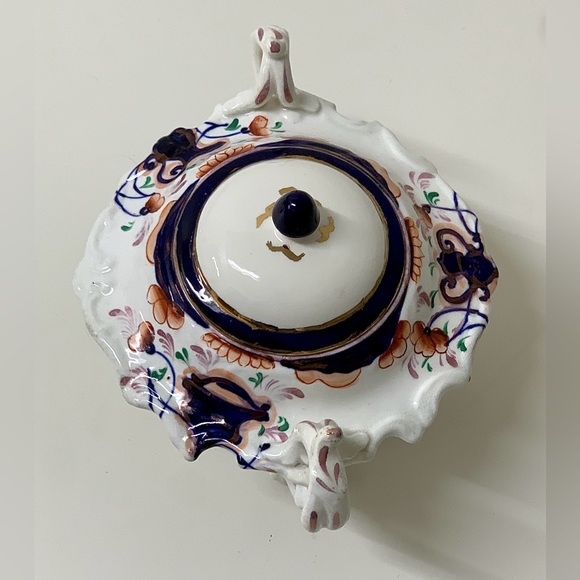 19th Century Antique Gaudy Welsh Urn Variant Footed Lidded Sugar Bowl - Picture 13 of 16